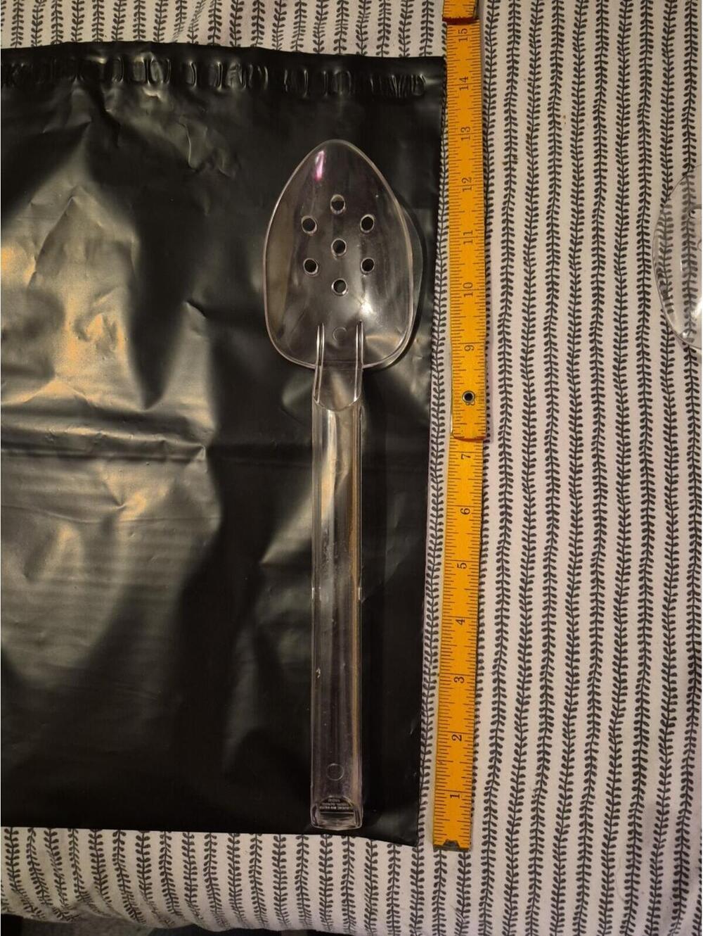 Clear Acrylic plastic Slotted SPOON Retro Vintage 12.5 in Ncc New York Usa